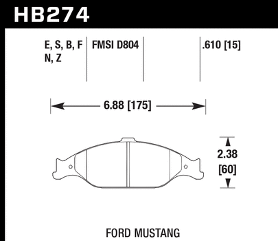 Hawk Performance HB274 Series Brake Pad 0.610 in. thick