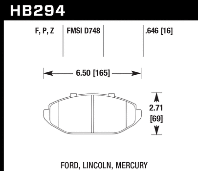 Hawk Performance HB294 Series Brake Pad 0.646 in. thick