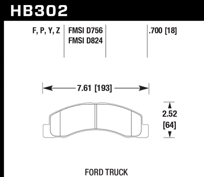 Hawk Performance HB302 Series Brake Pad 0.700 in. thick