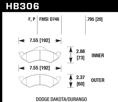 Hawk Performance HB306 Series Brake Pad 0.795 in. thick