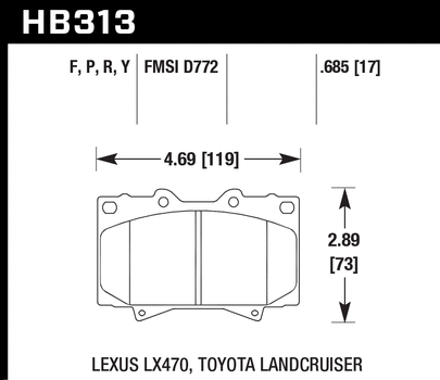 Hawk Performance HB313 Series Brake Pad 0.685 in. thick