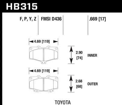 Hawk Performance HB315 Series Brake Pad 0.669 in. thick