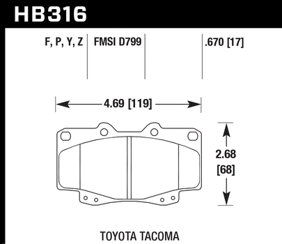 Hawk Performance HB316 Series Brake Pad 0.670 in. thick
