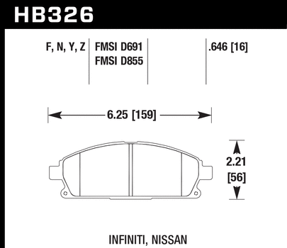 Hawk Performance HB326 Series Brake Pad 0.646 in. thick