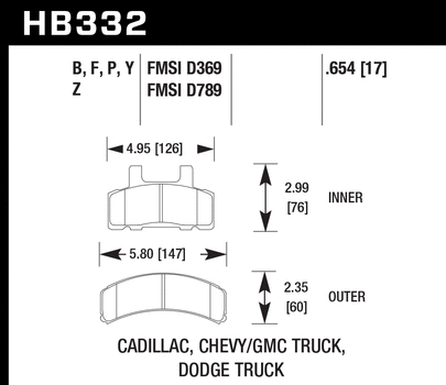 Hawk Performance HB332 Series Brake Pad 0.654 in. thick