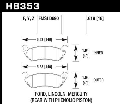 Hawk Performance HB353 Series Brake Pad 0.618 in. thick