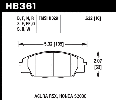 Hawk Performance HB361 Series Brake Pad 0.622 in. thick