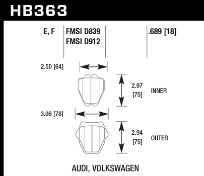 Hawk Performance HB363 Series Brake Pad 0.689 in. thick