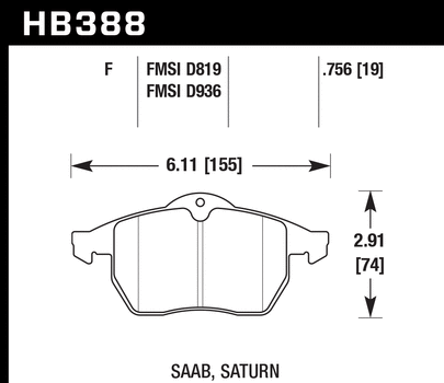 Hawk Performance HB388 Series Brake Pad 0.756 in. thick