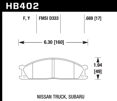 Hawk Performance HB402 Series Brake Pad 0.669 in. thick