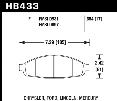 Hawk Performance HB433 Series Brake Pad 0.654 in. thick