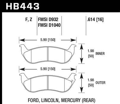 Hawk Performance HB443 Series Brake Pad 0.614 in. thick