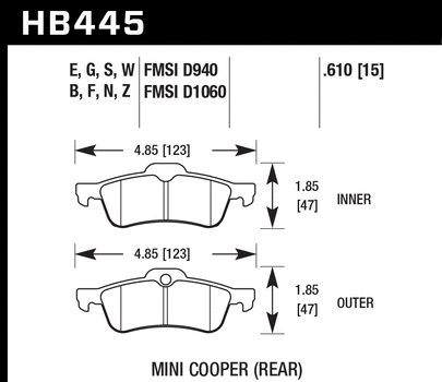 Hawk Performance HB445 Series Brake Pad 0.610 in. thick