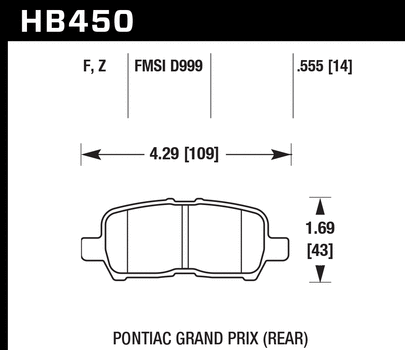 Hawk Performance HB450 Series Brake Pad 0.555 in. thick