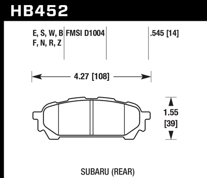 Hawk Performance HB452 Series Brake Pad 0.545 in. thick