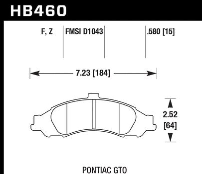 Hawk Performance HB460 Series Brake Pad 0.580 in. thick