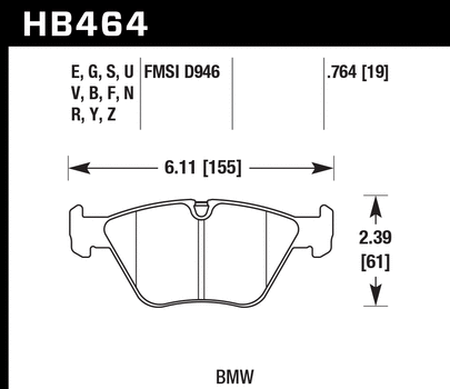 Hawk Performance HB464 Series Brake Pad 0.764 in. thick