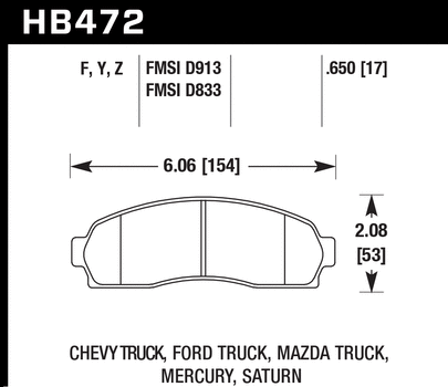 Hawk Performance HB472 Series Brake Pad 0.650 in. thick