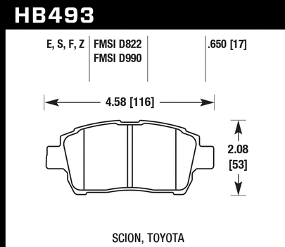 Hawk Performance HB493 Series Brake Pad 0.650 in. thick