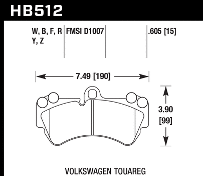 Hawk Performance HB512 Series Brake Pad 0.605 in. thick