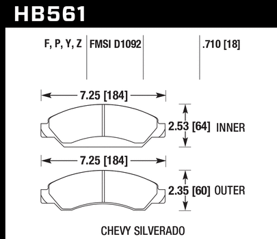 Hawk Performance HB561 Series Brake Pad 0.710 in. thick