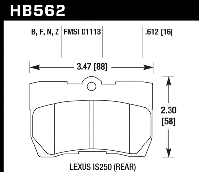 Hawk Performance HB562 Series Brake Pad 0.612 in. thick