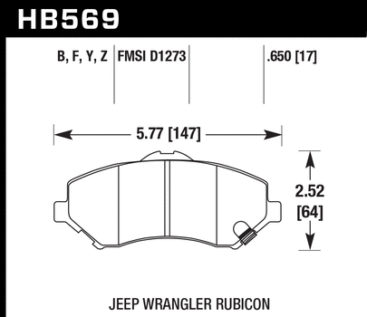 Hawk Performance HB569 Series Brake Pad 0.650 in. thick