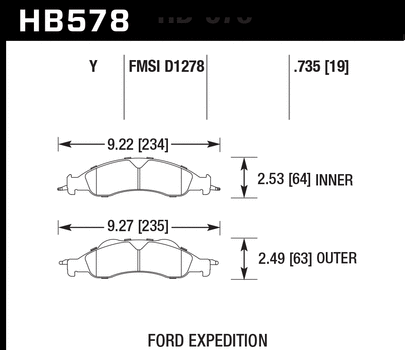 Hawk Performance HB578 Series Brake Pad 0.735 in. thick