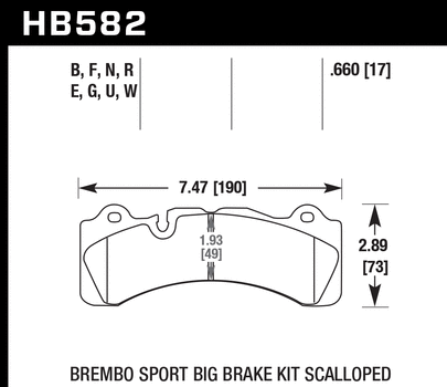 Hawk Performance HB582 Series Brake Pad 0.660 in. thick