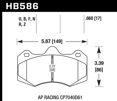 Hawk Performance HB586 Series Brake Pad 0.660 in. thick