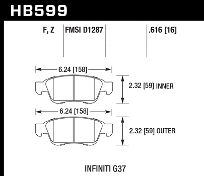 Hawk Performance HB599 Series Brake Pad 0.616 in. thick