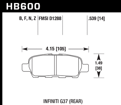 Hawk Performance HB600 Series Brake Pad 0.539 in. thick