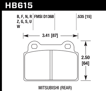 Hawk Performance HB615 Series Brake Pad 0.535 in. thick