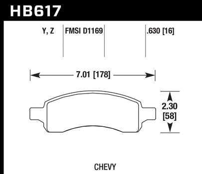 Hawk Performance HB617 Series Brake Pad 0.630 in. thick