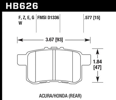 Hawk Performance HB626 Series Brake Pad 0.577 in. thick