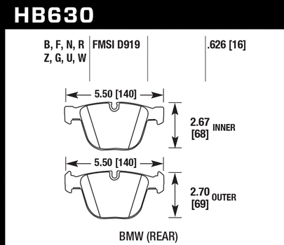 Hawk Performance HB630 Series Brake Pad 0.626 in. thick