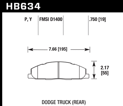 Hawk Performance HB634 Series Brake Pad 0.750 in. thick