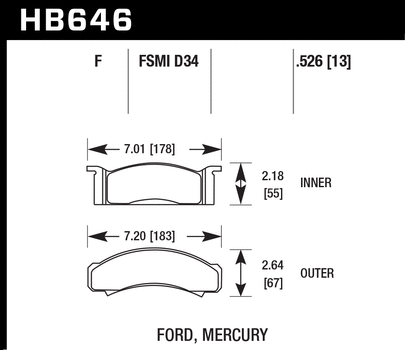 Hawk Performance HB646 Series Brake Pad 0.526 in. thick