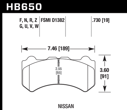 Hawk Performance HB650 Series Brake Pad 0.730 in. thick