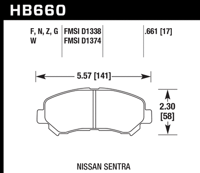 Hawk Performance HB660 Series Brake Pad 0.661 in. thick