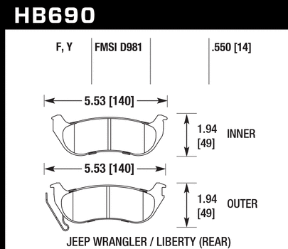 Hawk Performance HB690 Series Brake Pad 0.550 in. thick