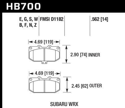 Hawk Performance HB700 Series Brake Pad 0.562 in. thick