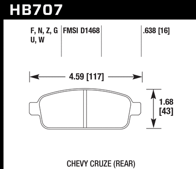 Hawk Performance HB707 Series Brake Pad 0.638 in. thick