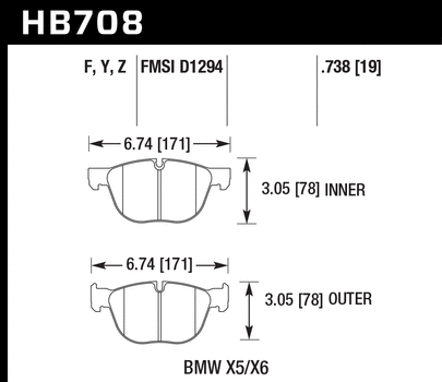 Hawk Performance HB708 Series Brake Pad 0.738 in. thick