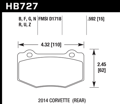 Hawk Performance HB727 Series Brake Pad 0.592 in. thick