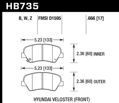 Hawk Performance HB735 Series Brake Pad 0.666 in. thick