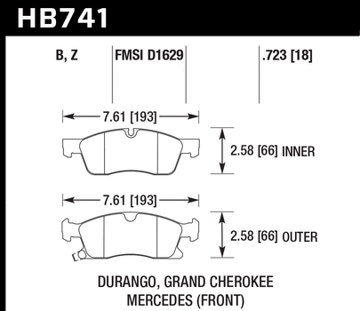 Hawk Performance HB741 Series Brake Pad 0.723 in. thick