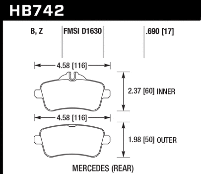 Hawk Performance HB742 Series Brake Pad 0.690 in. thick