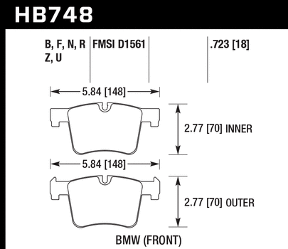 Hawk Performance HB748 Series Brake Pad 0.723 in. thick