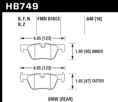 Hawk Performance HB749 Series Brake Pad 0.648 in. thick